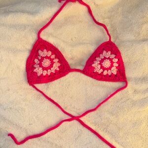 Handmade Crochet Pink Bikini Top